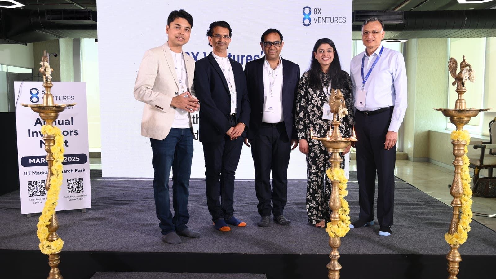 The lamp lit at 8X Ventures' Annual Investors Meet, IIT Madras Research Park, March 2025.