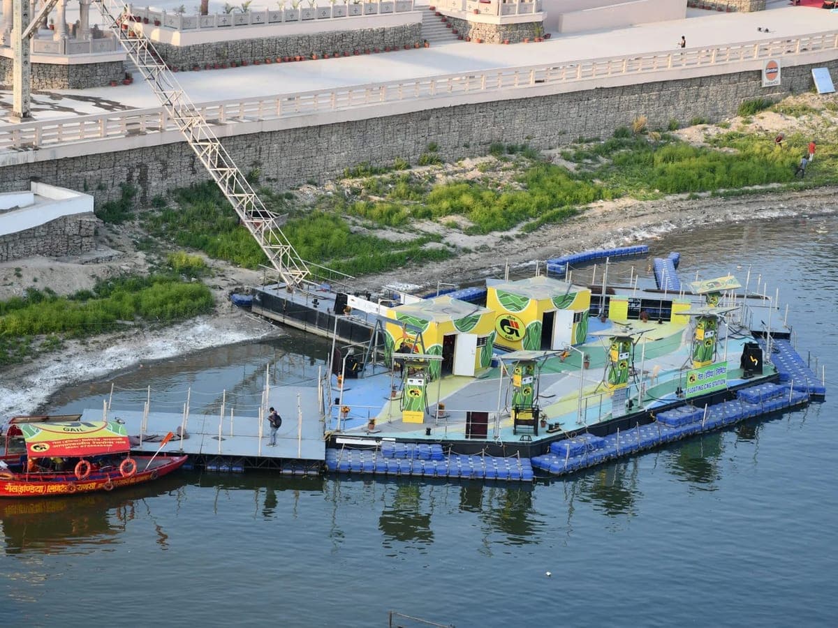 An Acquafront floating pump station on a river.