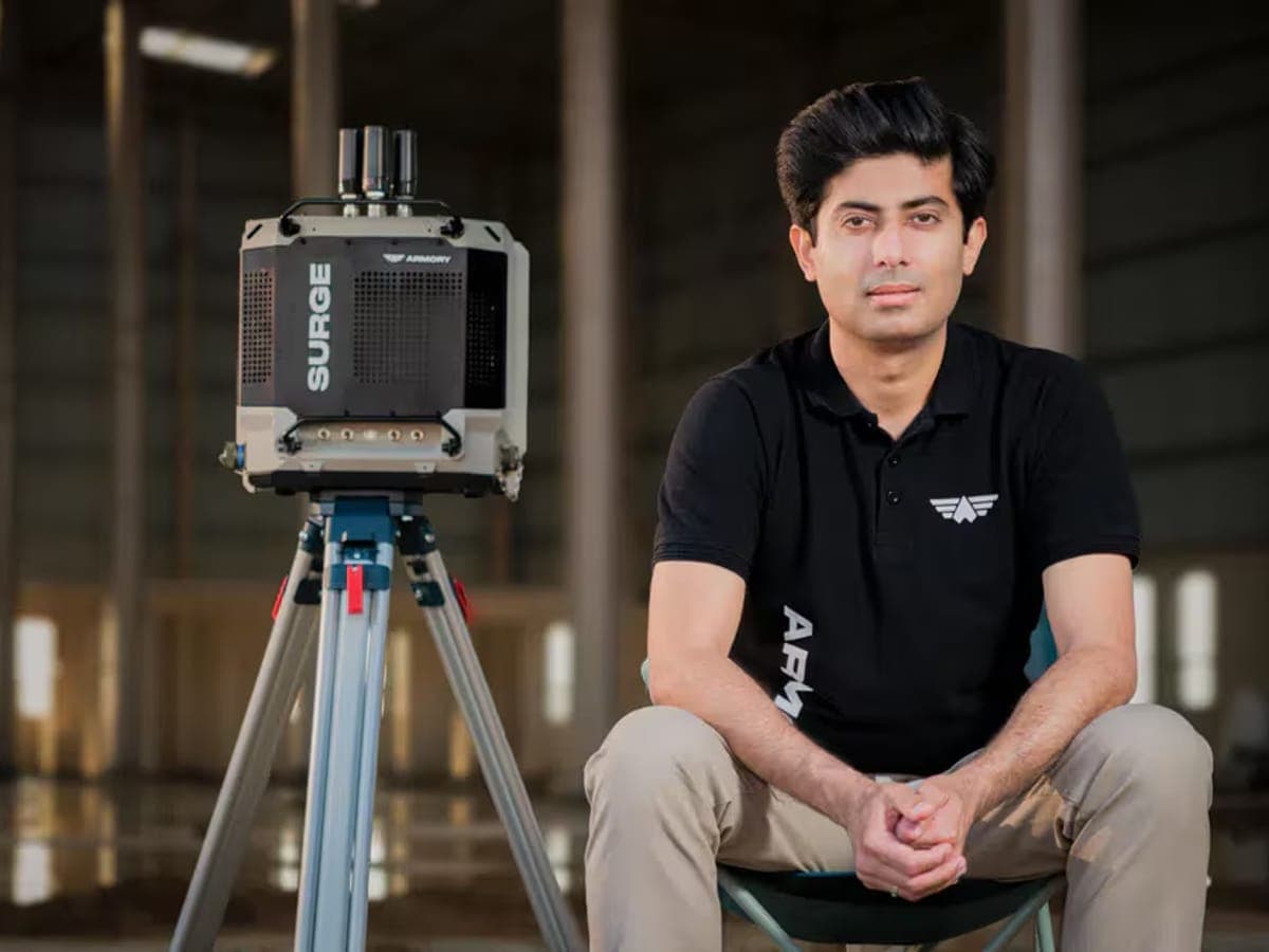 Armory founder Amardeep Singh beside one of Armory’s systems.